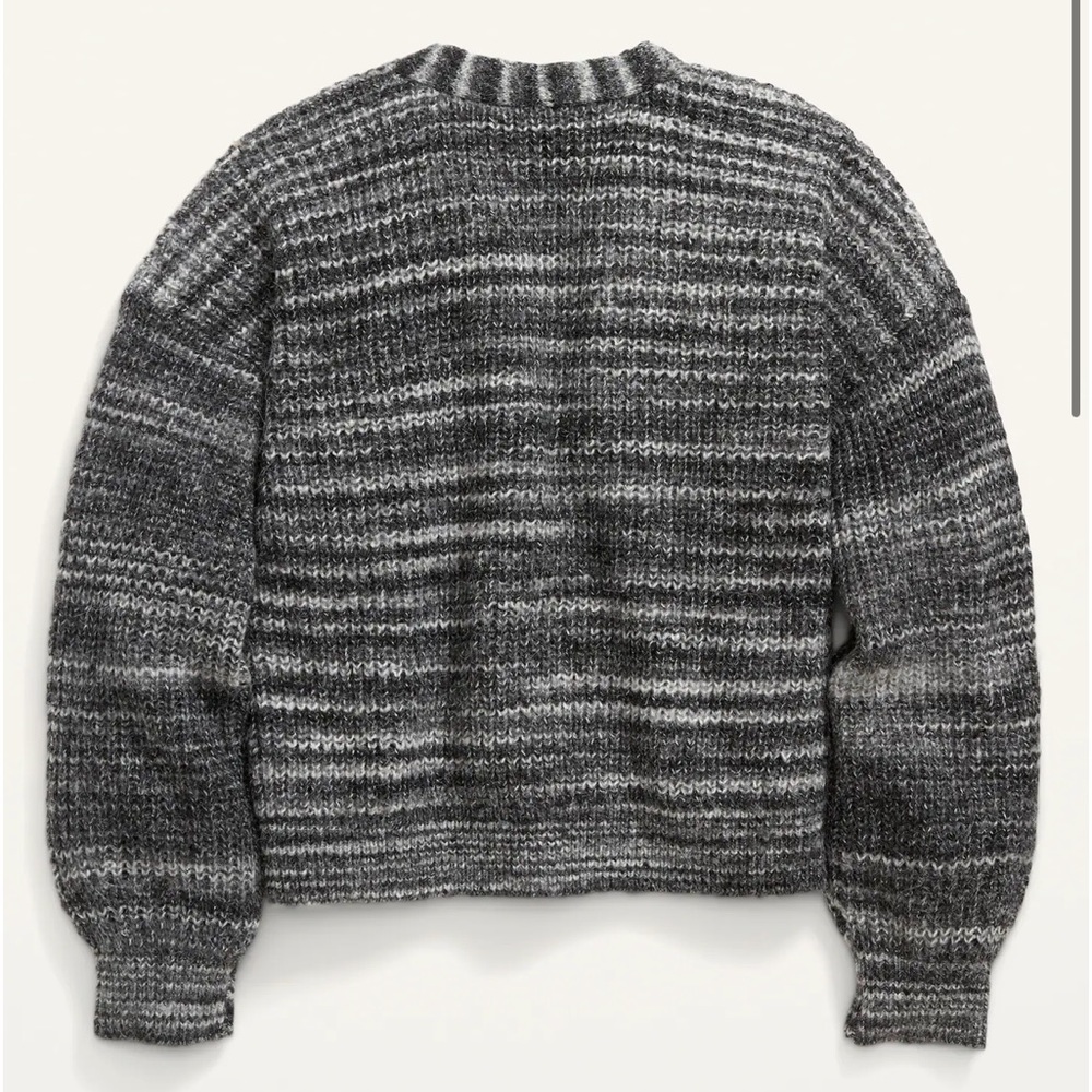 🆕 RESERVED X Old Navy Girls Cropped Space-Dye Cardigan Sweater Black Girls - Picture 2 of 11